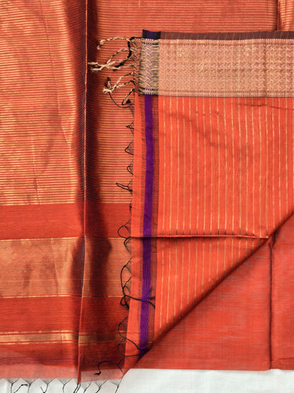 Rust Orange Silk Cotton Saree