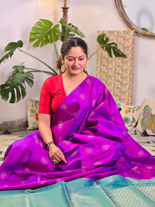 Purple Pure Soft Silk Saree