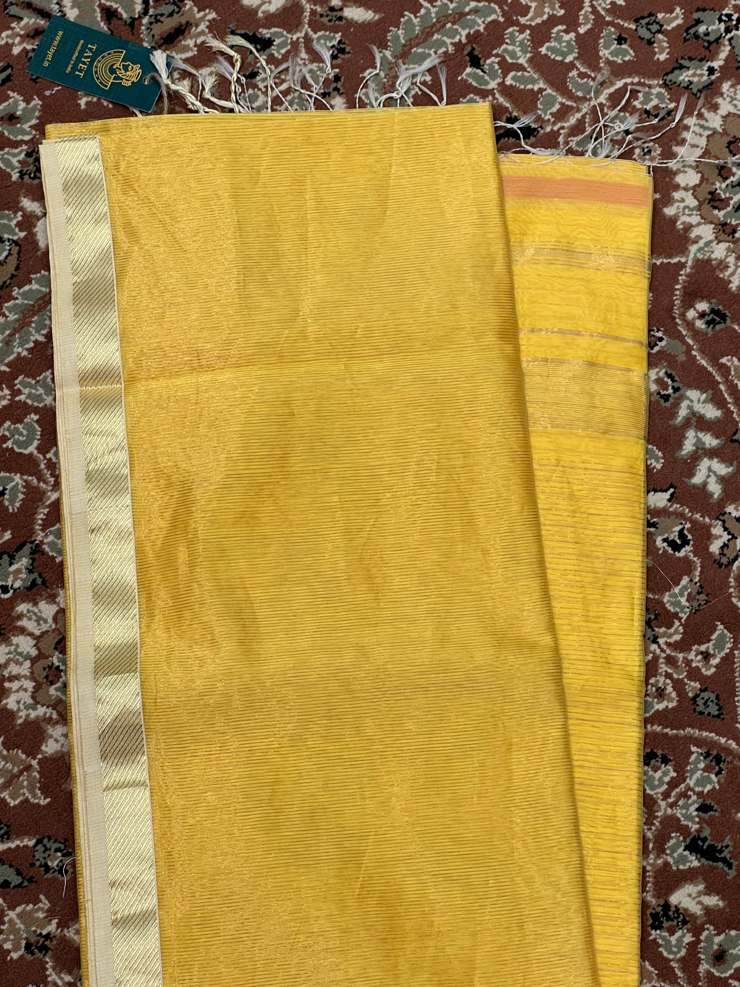 Yellow Silk Cotton Maheshwari Saree