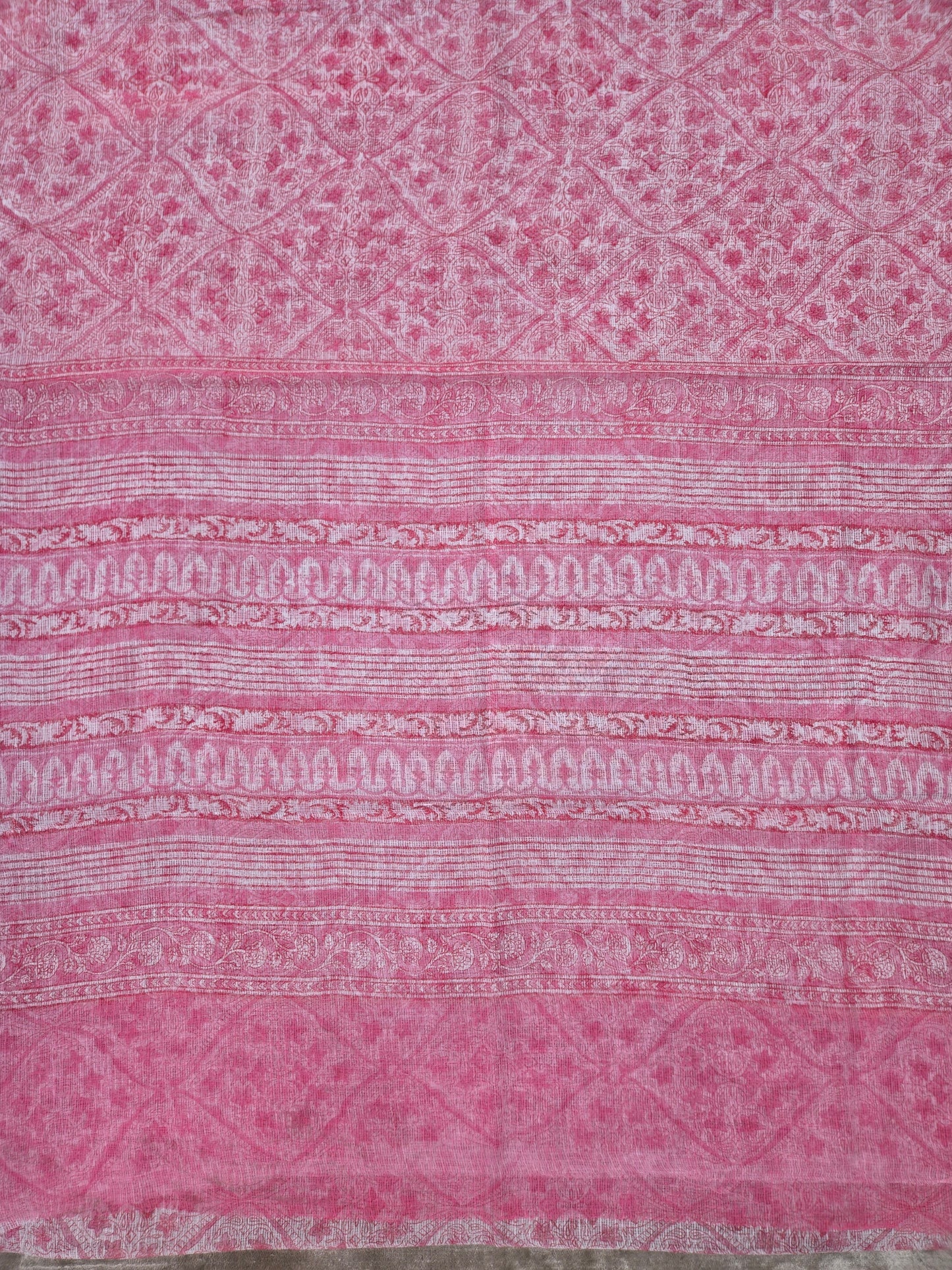 PINK HANDBLOCK KOTA DORIYA SAREE