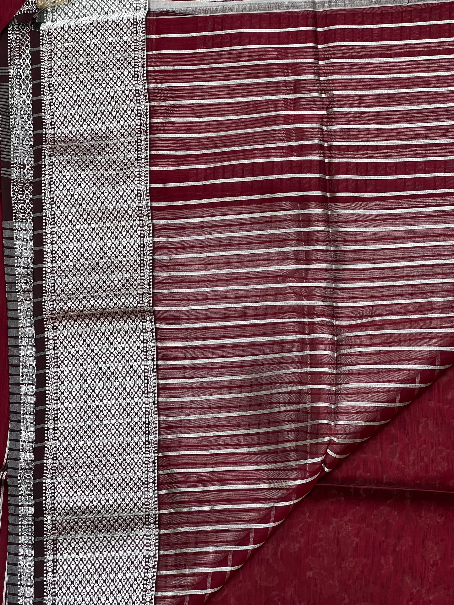 Maroon Silk Cotton Maheshwari Saree