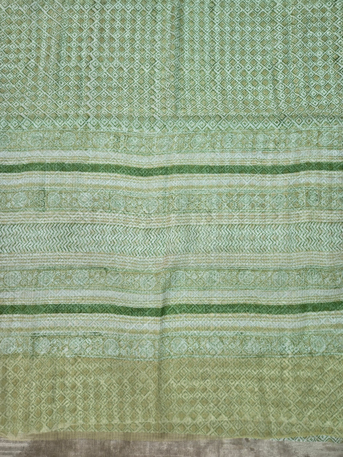 GREEN HANDBLOCK KOTA DORIYA SAREE