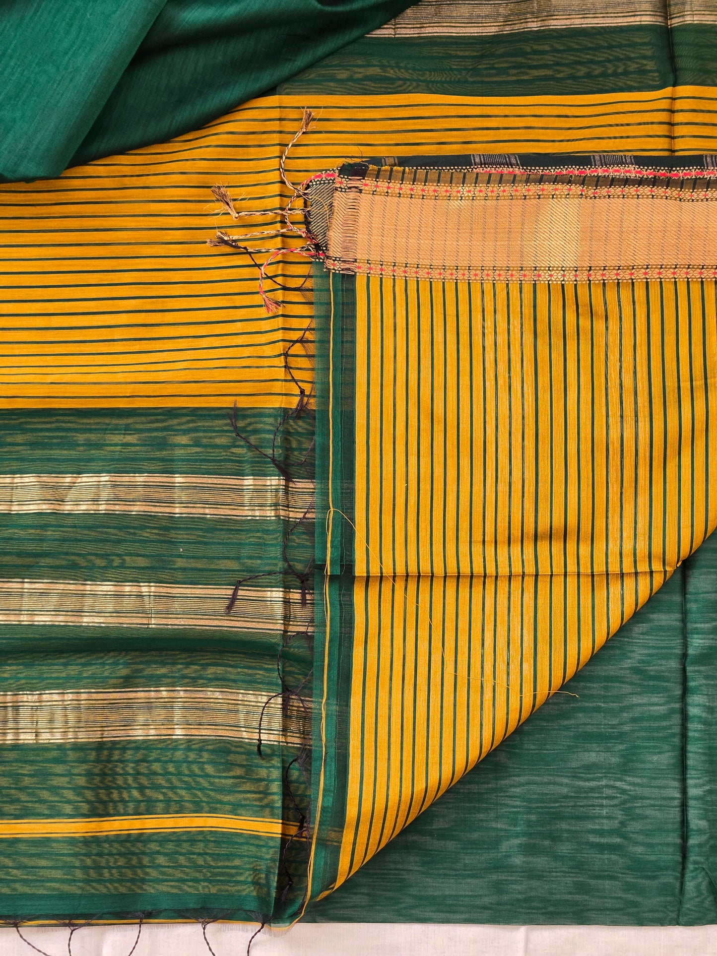 Green Maheshwari Silk Cotton Saree