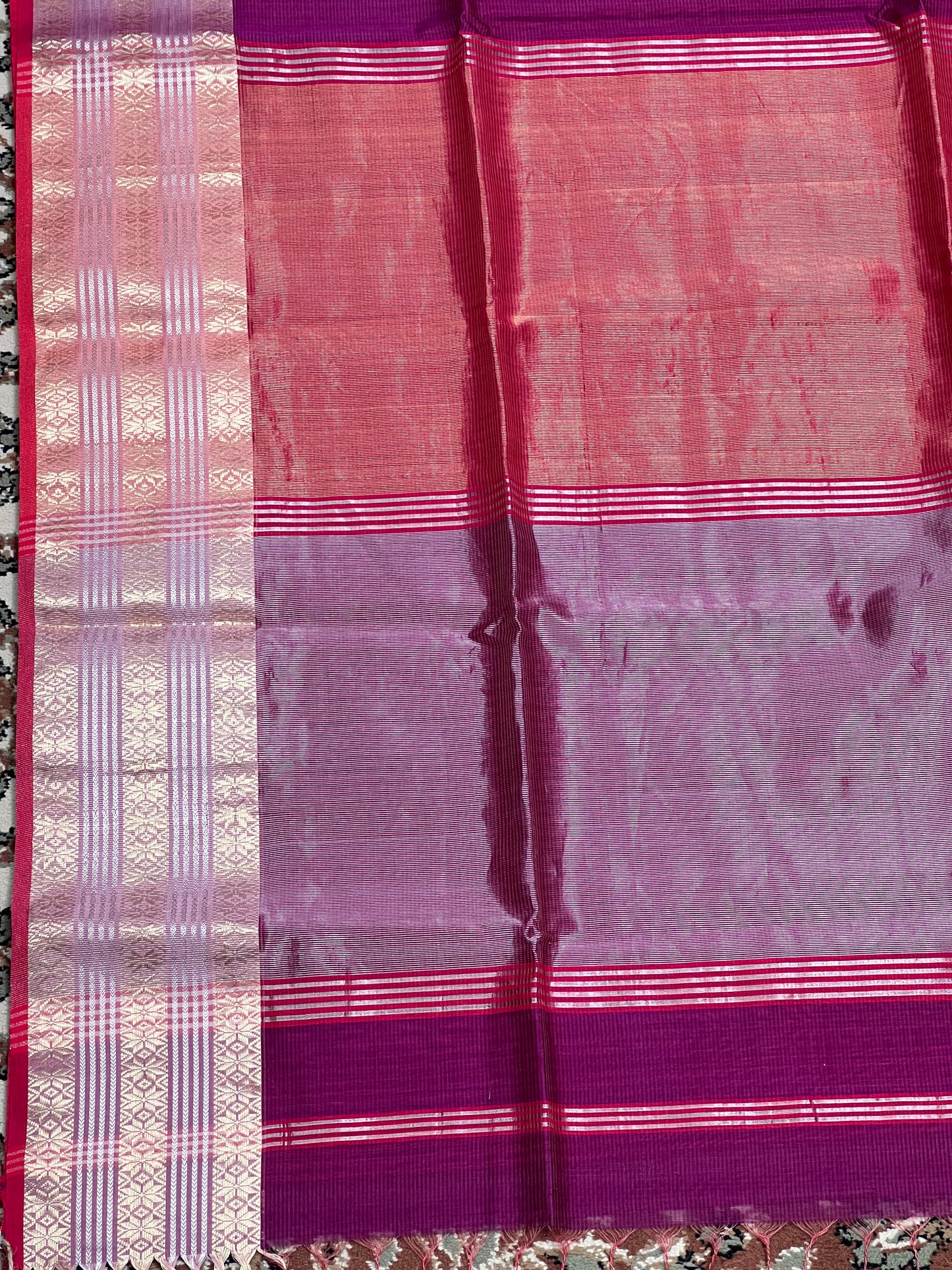 Magenta Silk Cotton Maheshwari Saree