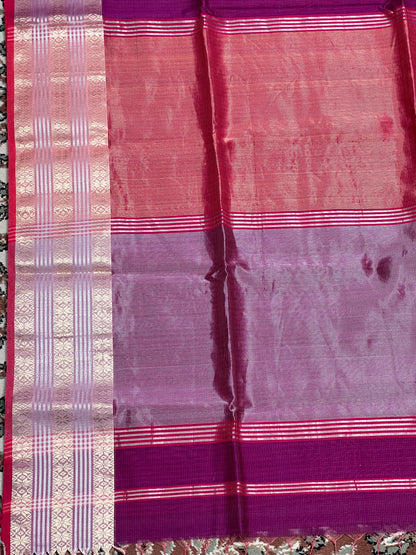 Magenta Silk Cotton Maheshwari Saree