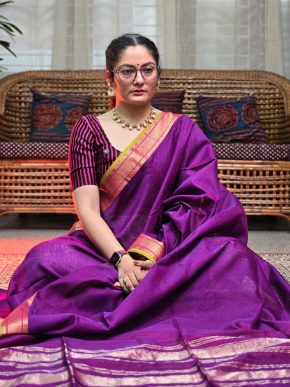 Purple Silk Cotton Saree