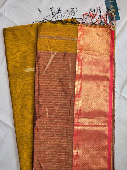 Yellow Maheshwari Silk Cotton Saree