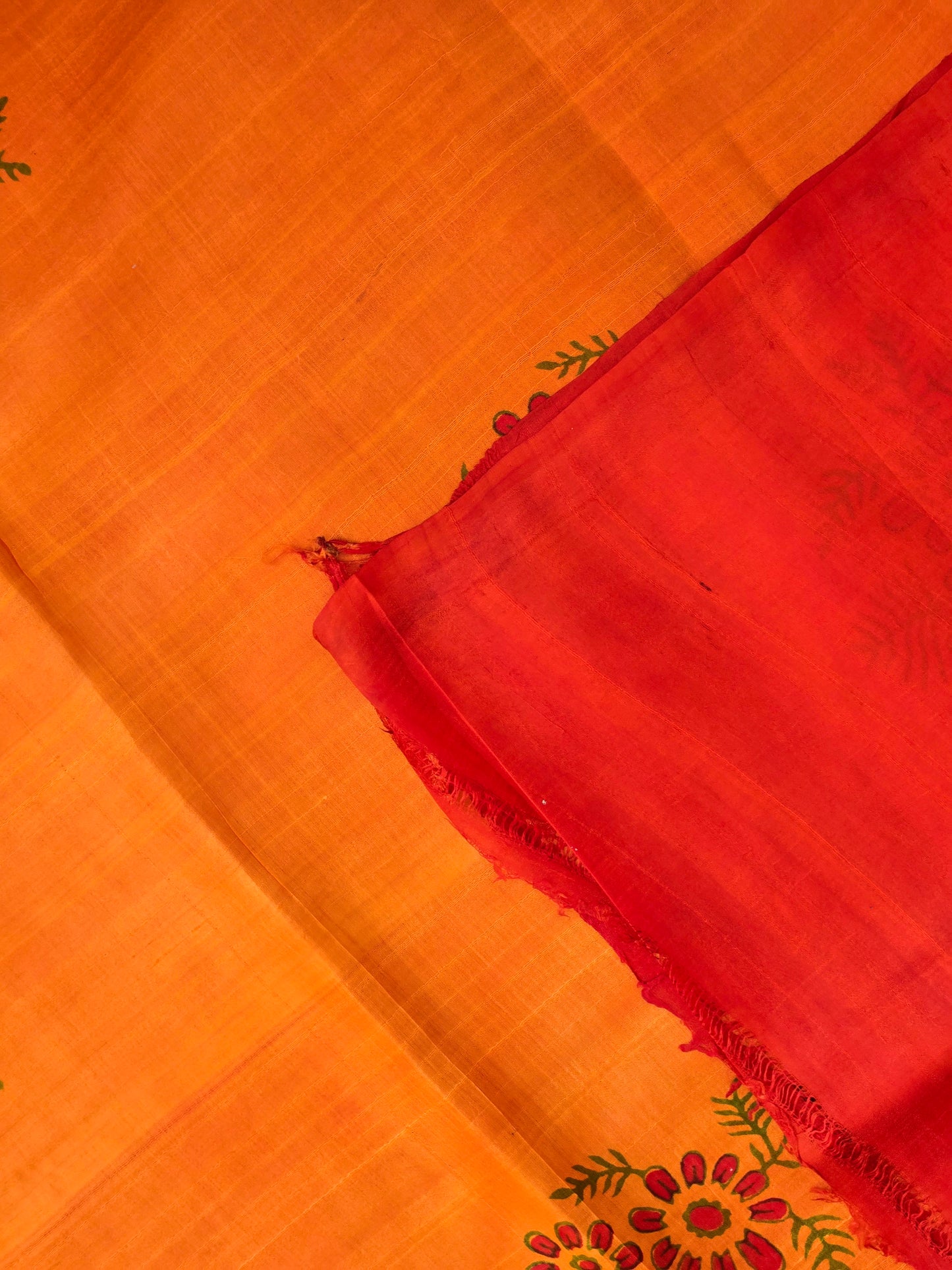 Orange Pure Silk Printed Saree