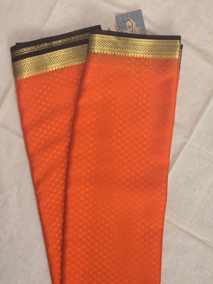 Orange Black Mysore Crepe Silk Saree