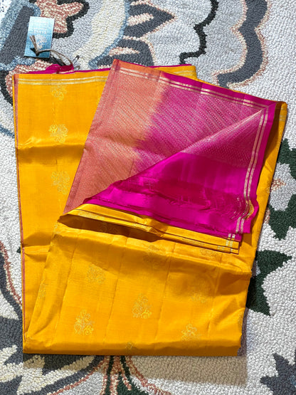 Yellow Pure Soft Silk Saree