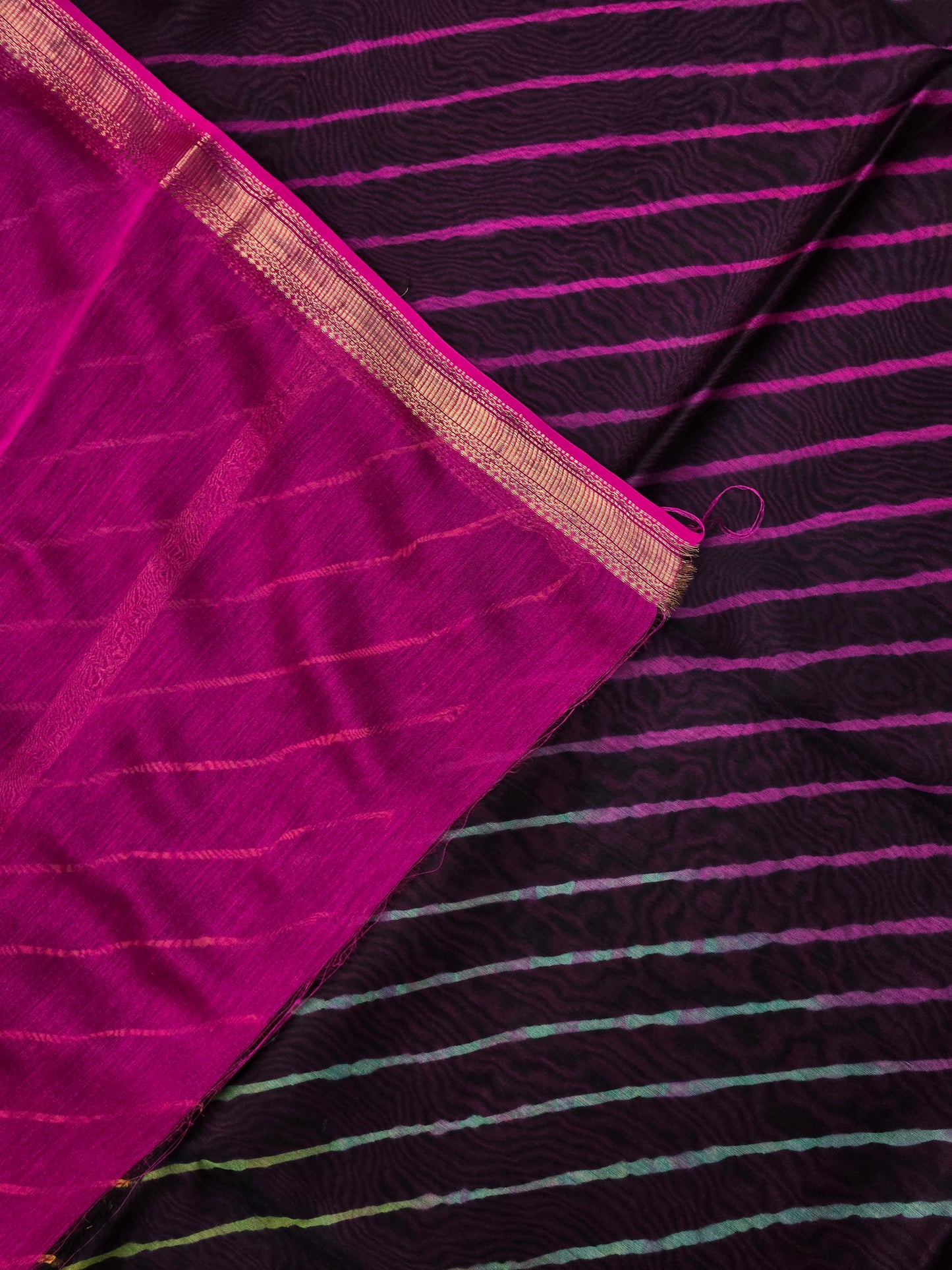 BLACK TIE DYE LEHARIYA SILK COTTON SAREE
