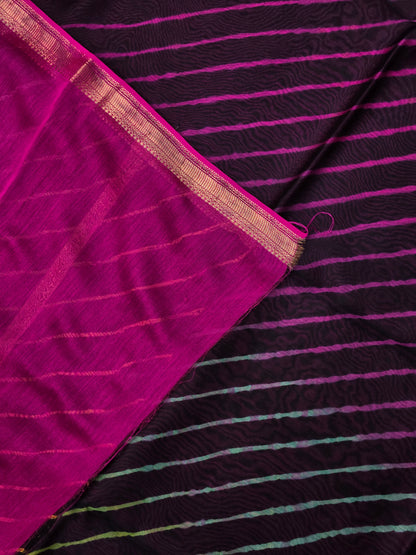BLACK TIE DYE LEHARIYA SILK COTTON SAREE