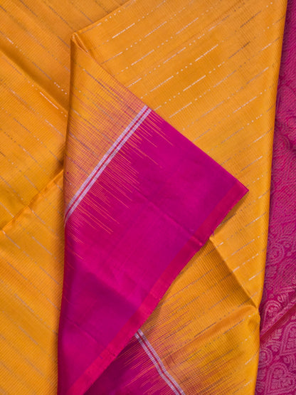 Yellow Pure Soft Silk Saree