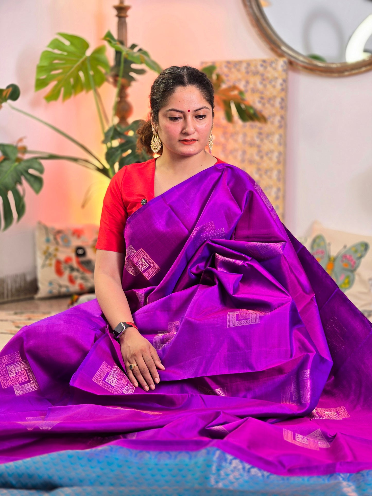 Purple Pure Soft Silk Saree