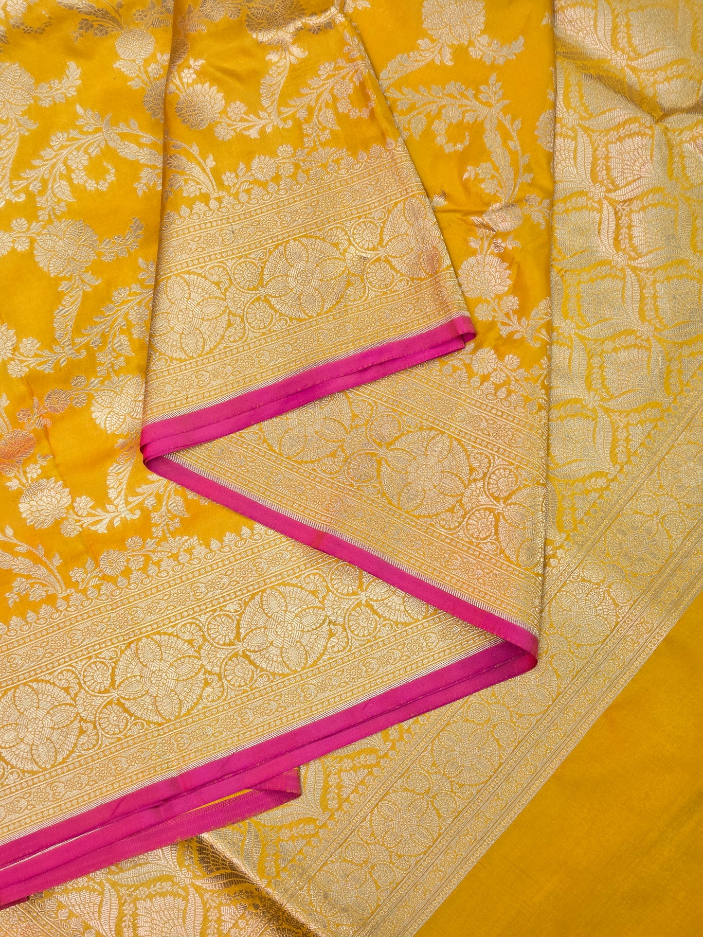 Yellow Banarasi Handloom Silk Saree