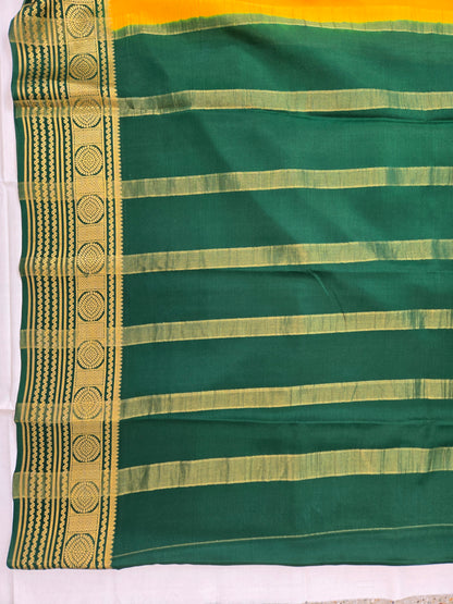 Yellow Green Mysore Crepe Silk saree