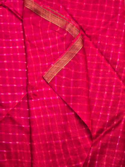 PINK TIE-DYE LEHARIYA SILK COTTON SAREE