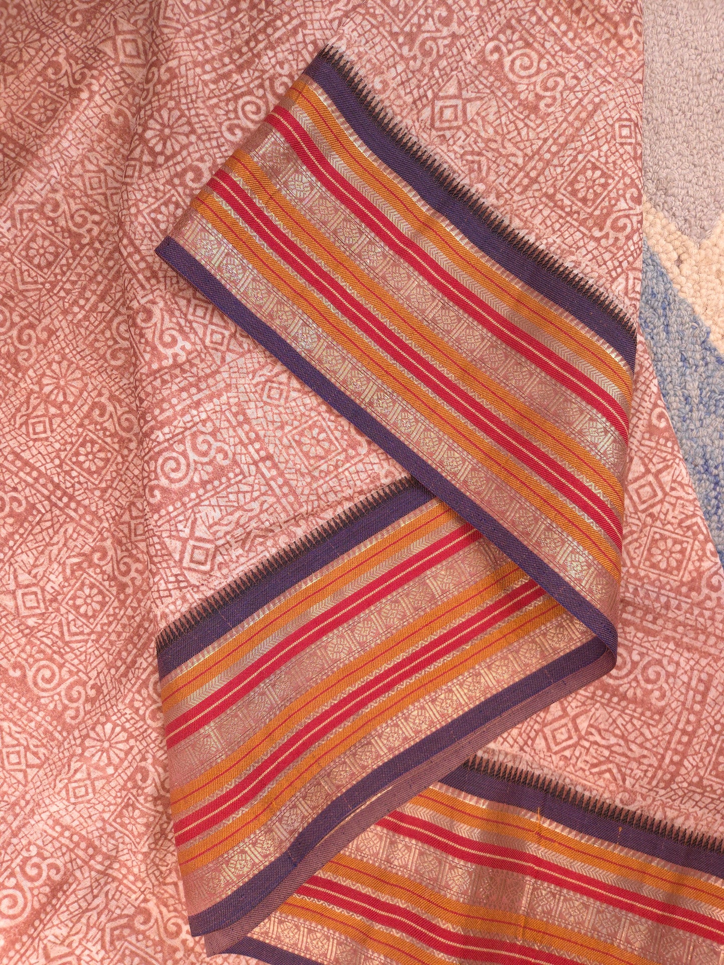 Cinnamon Printed Silk Cotton Saree 2