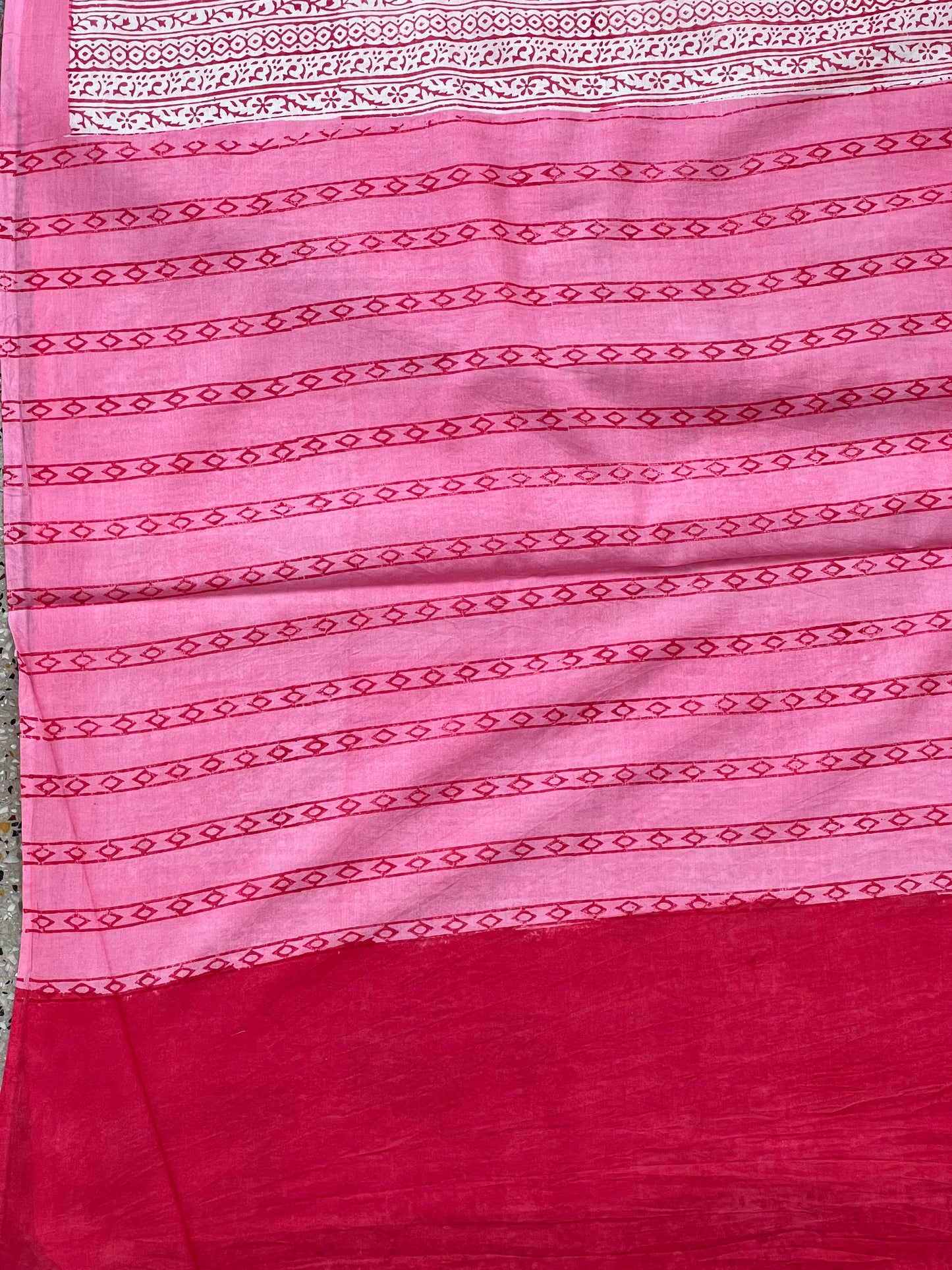 Pink Printed Cotton Saree