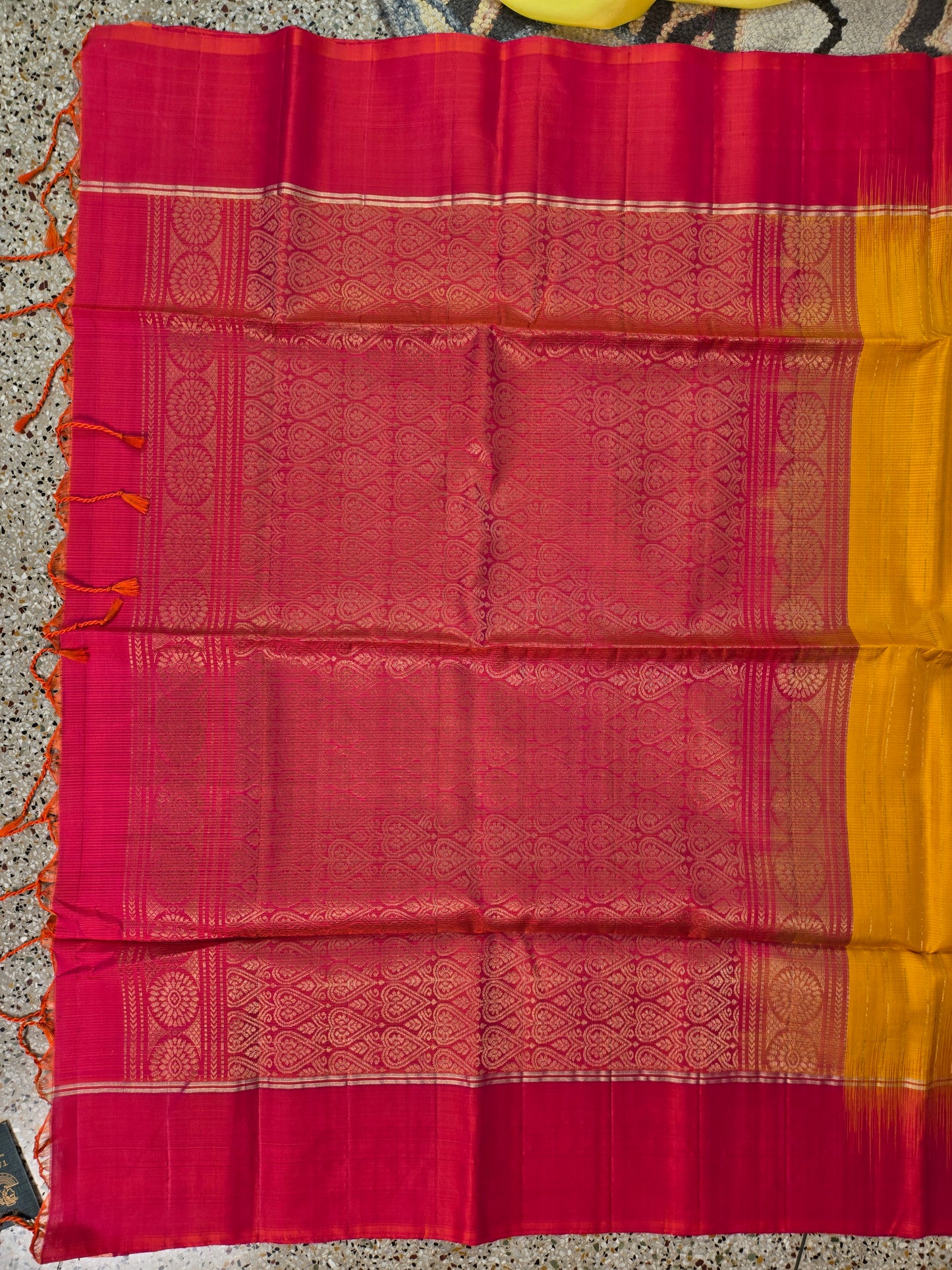 Yellow Pure Soft Silk Saree