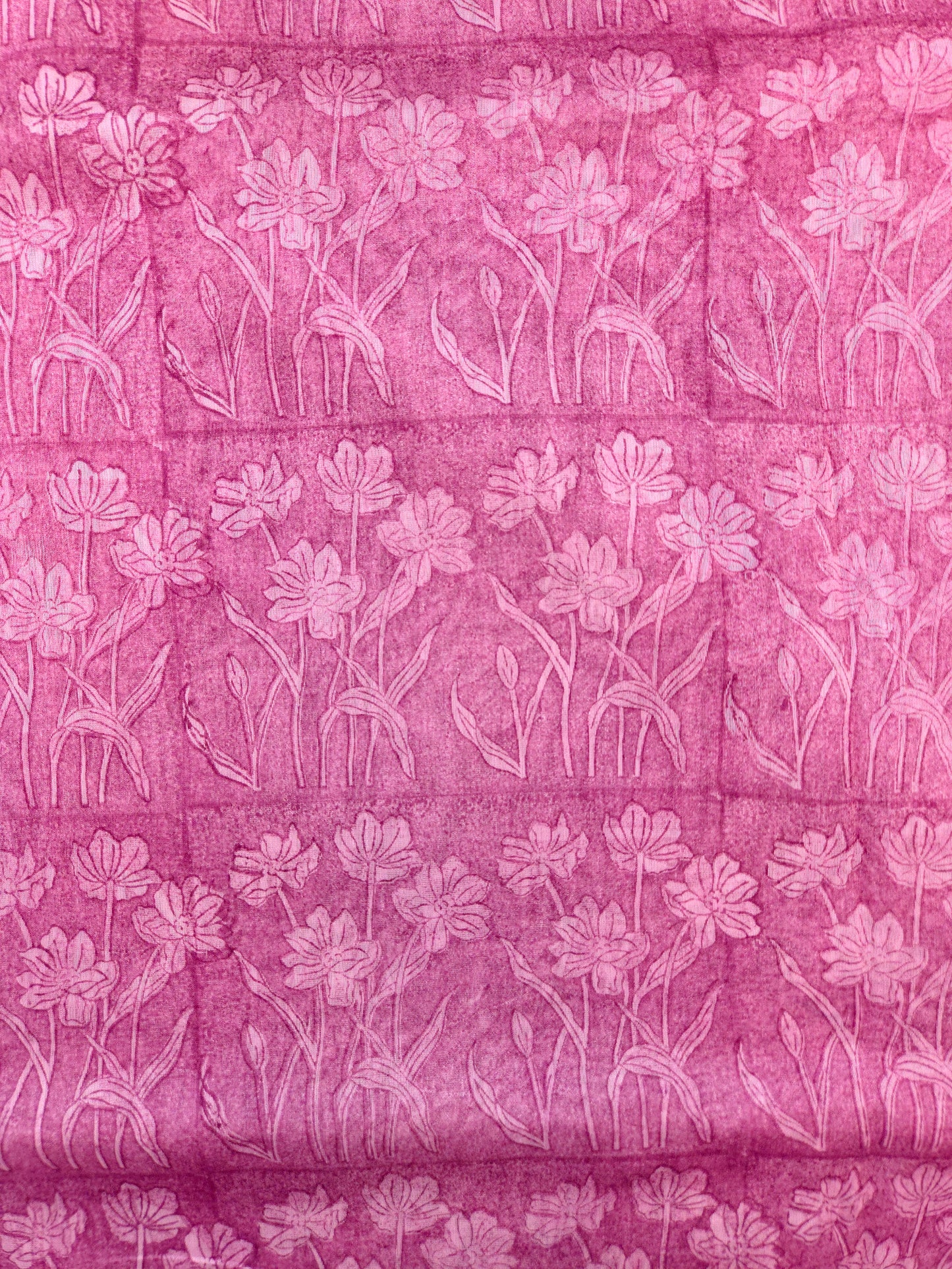 Magenta Printed Silk Cotton Saree 2