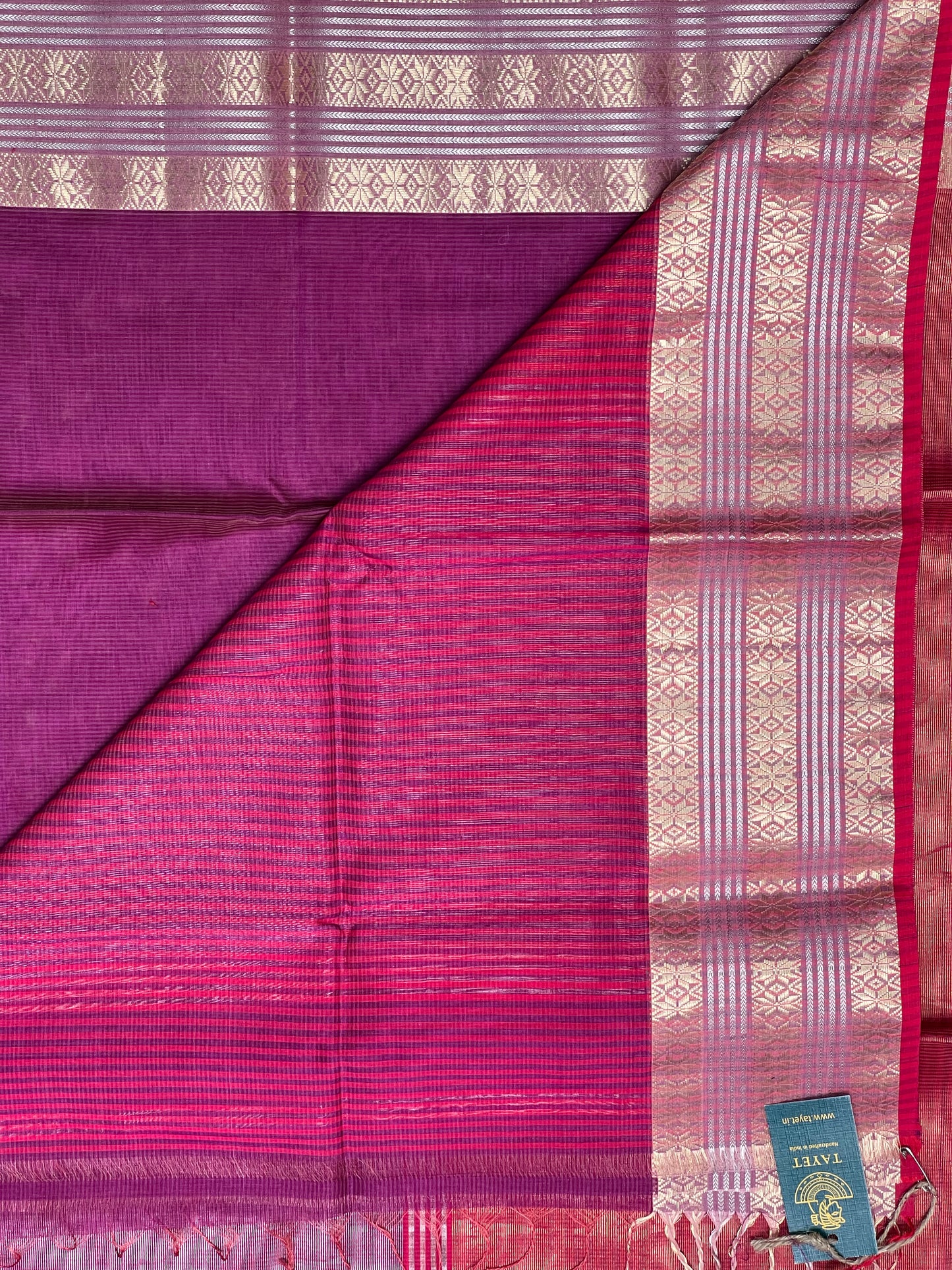 Magenta Silk Cotton Maheshwari Saree