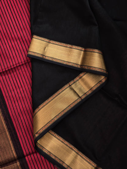 Black Maheshwari Silk Cotton Saree