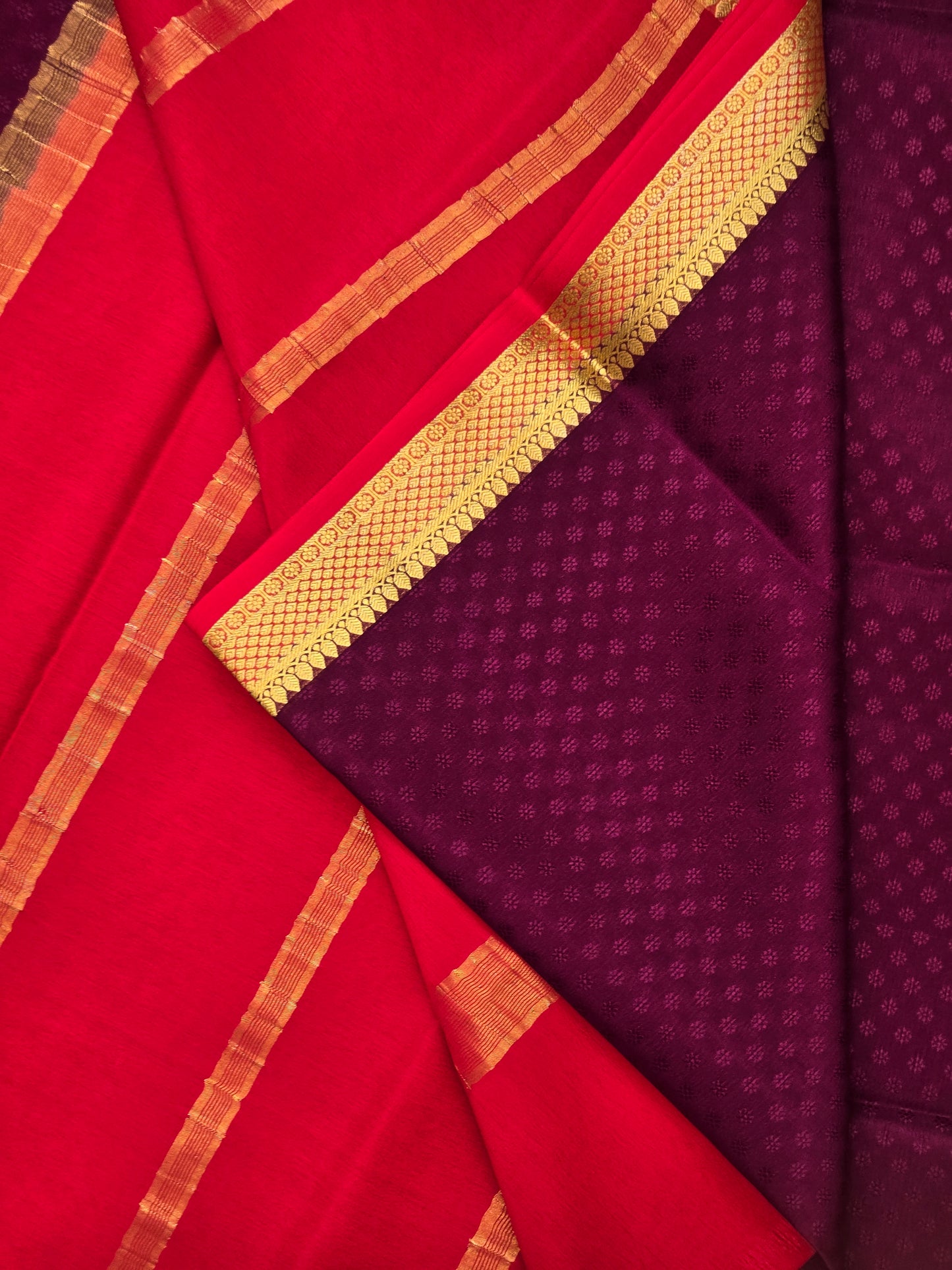 Magenta Myosre Crepe Silk Saree