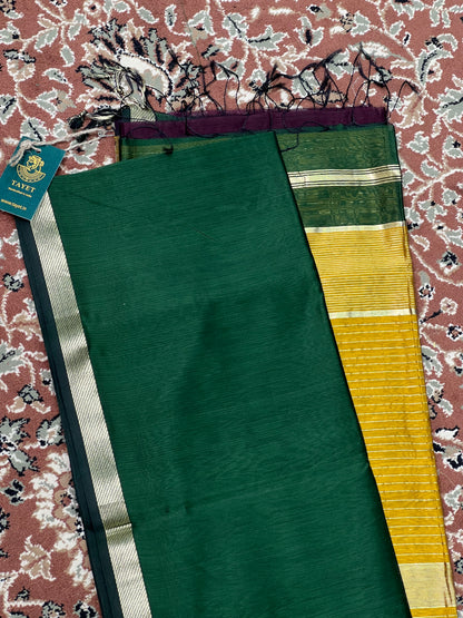 Green SilkCotton Maheshwari Saree