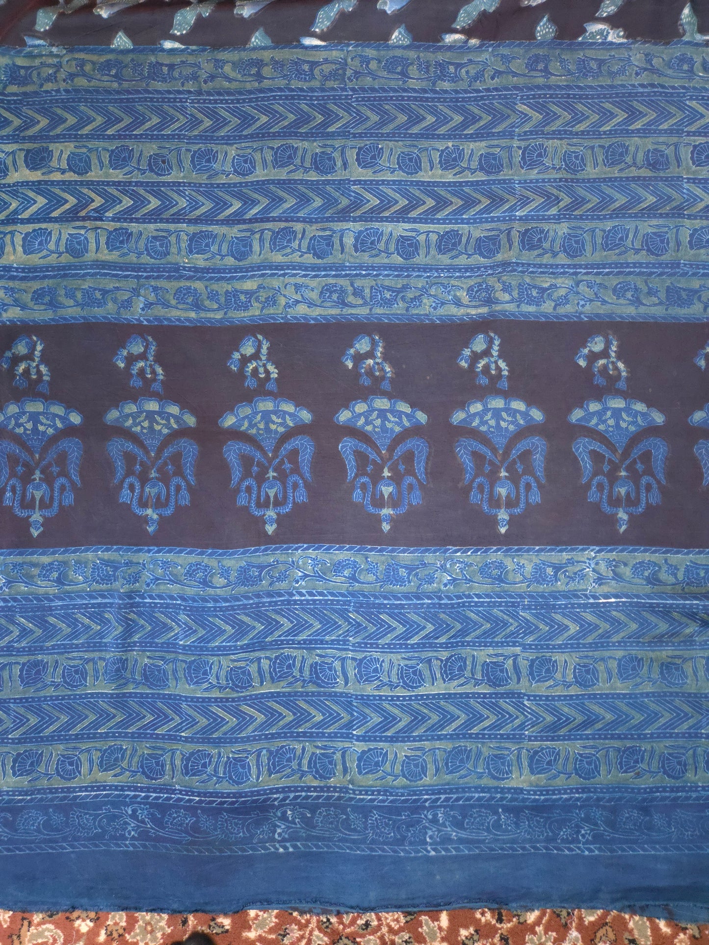 Indigo Handblock Printed Modal Silk Saree