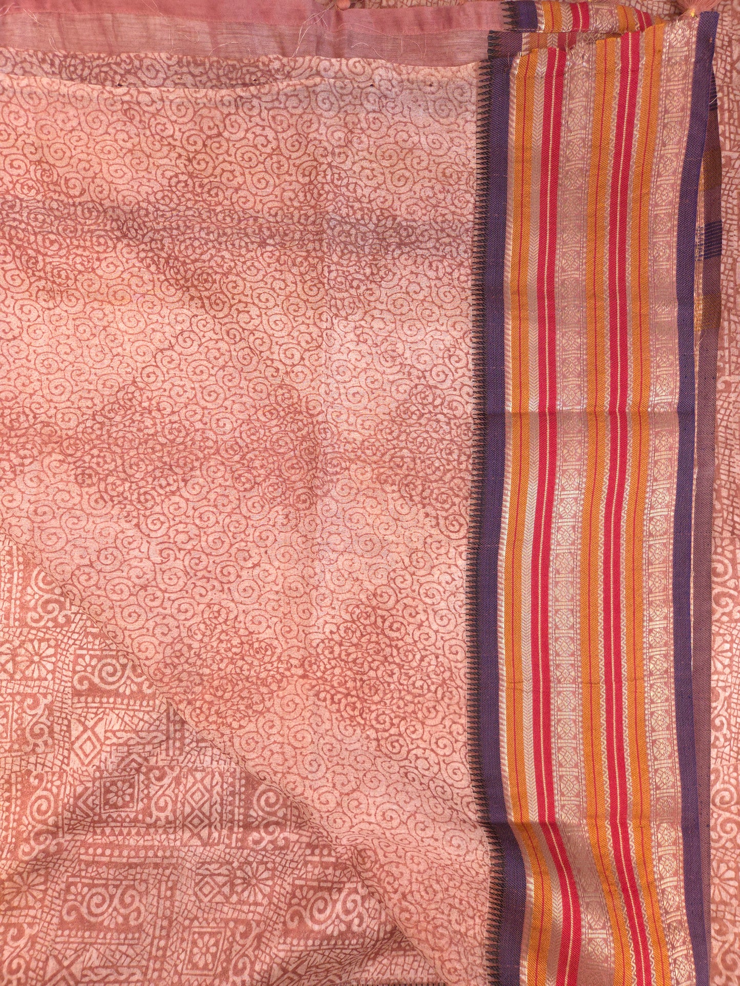 Cinnamon Printed Silk Cotton Saree 2