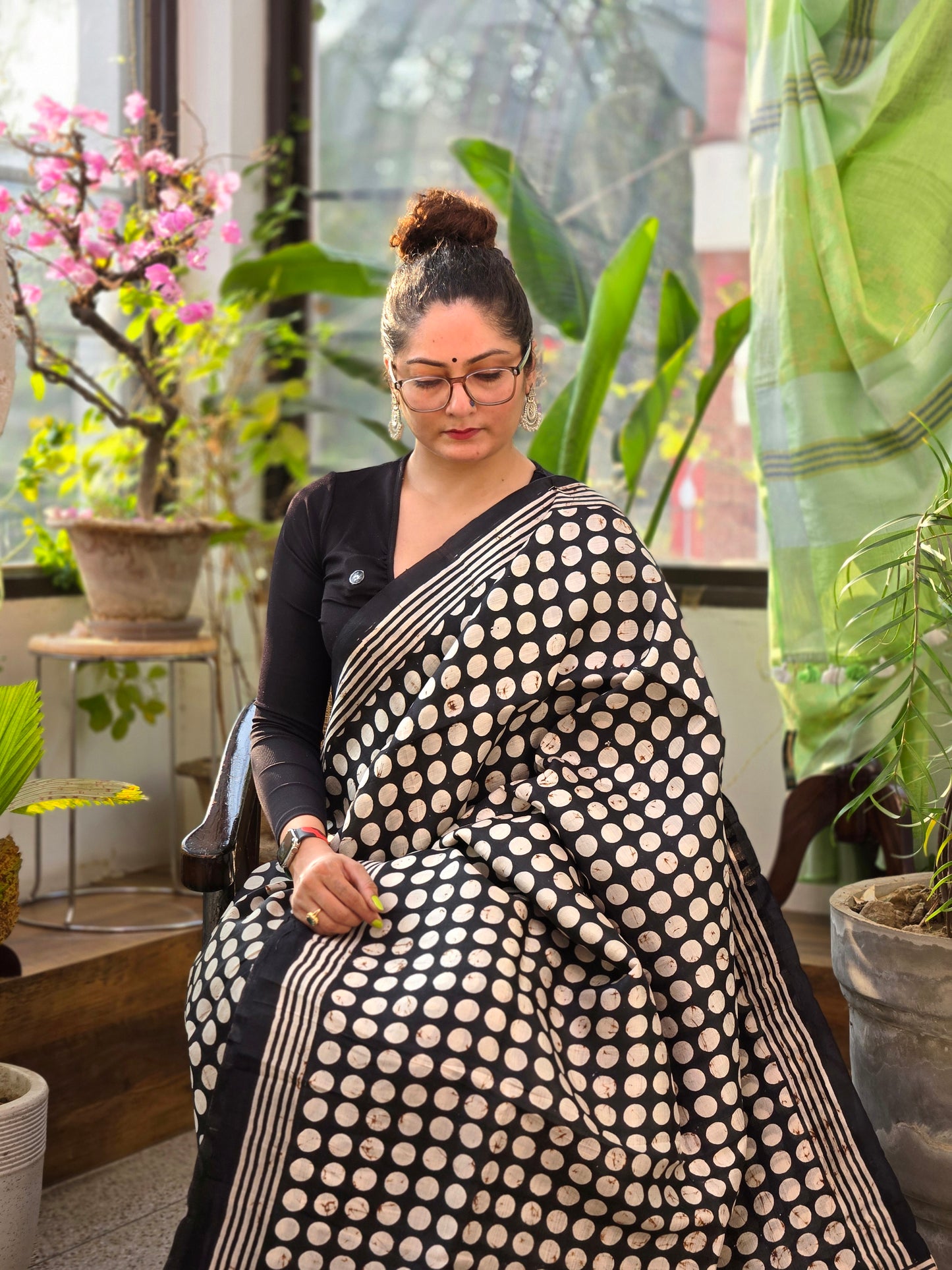 Black Printed Pure Silk Saree