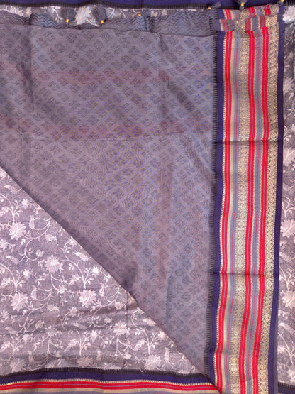 Grey Printed Silk Cotton Saree