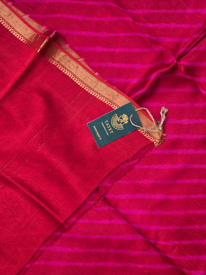 PINK TIE-DYE LEHARIYA SILK COTTON SAREE