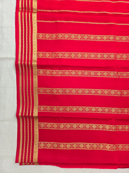 Red Mysore Crepe Silk Saree