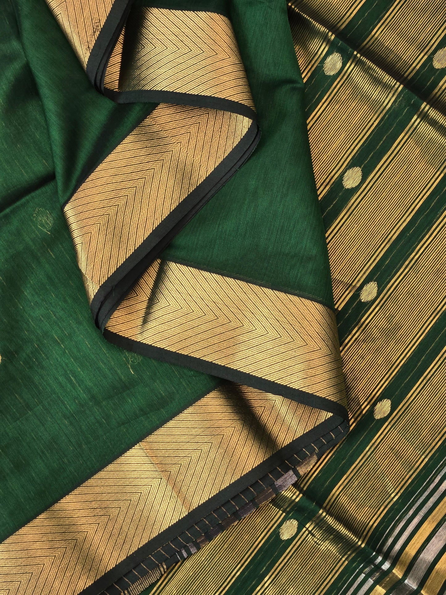 Forest Green Maheshwari Silk Cotton Saree