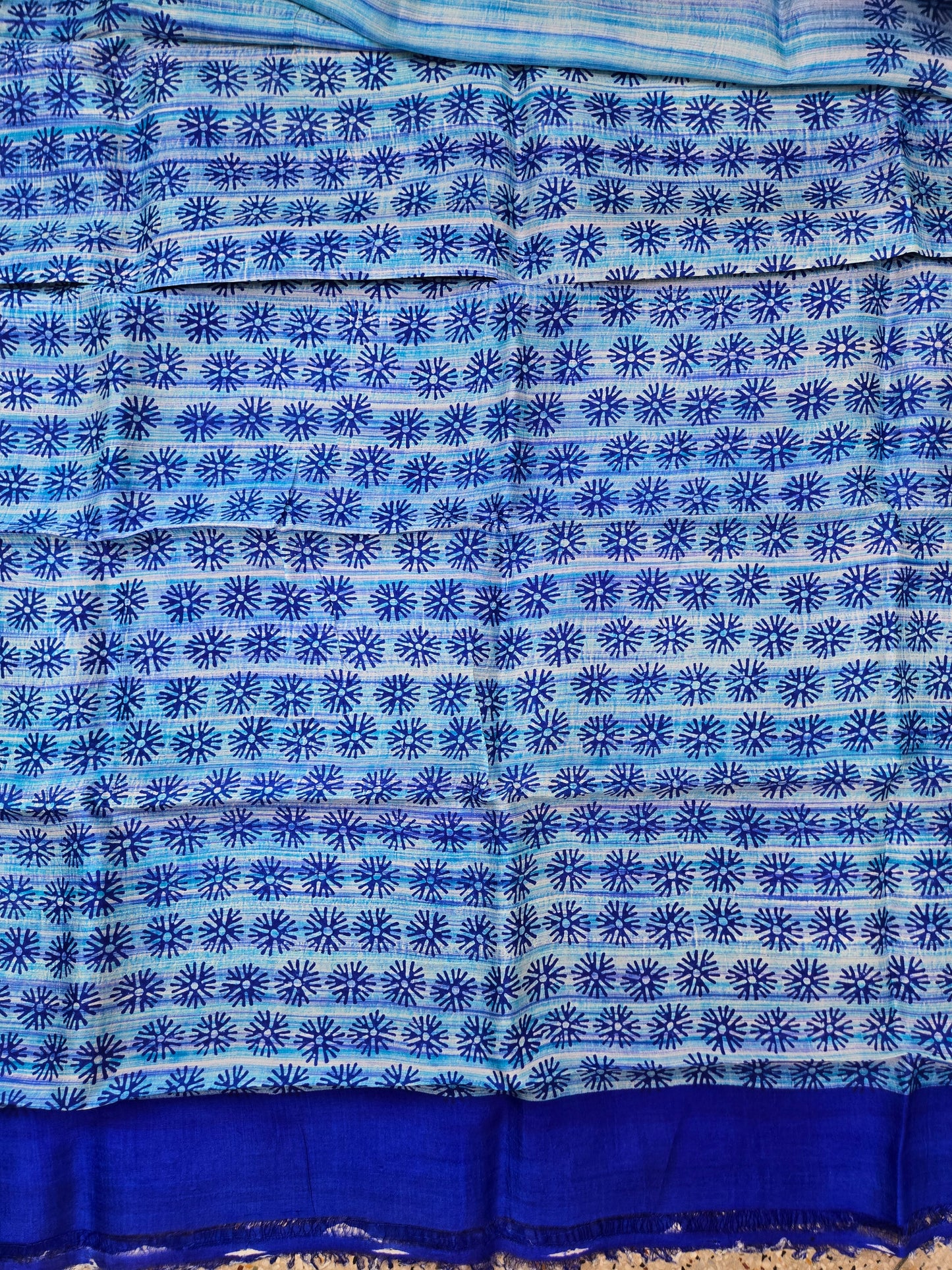 Blue Printed Pure Silk Saree