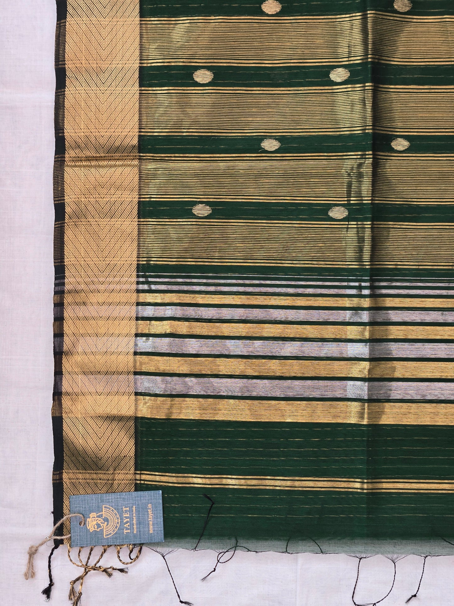 Forest Green Maheshwari Silk Cotton Saree