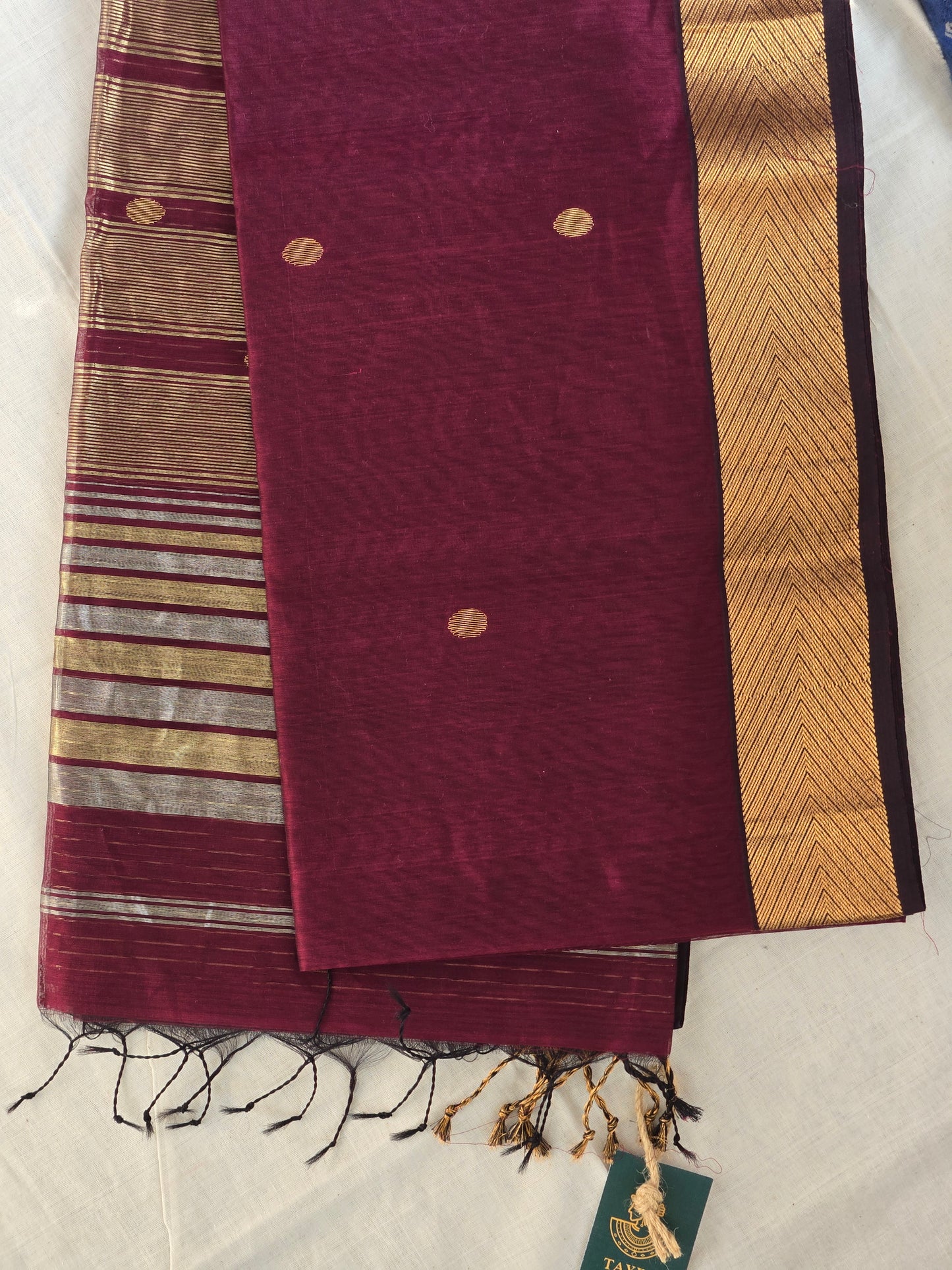 Maroon Maheshwari Silk Cotton Saree