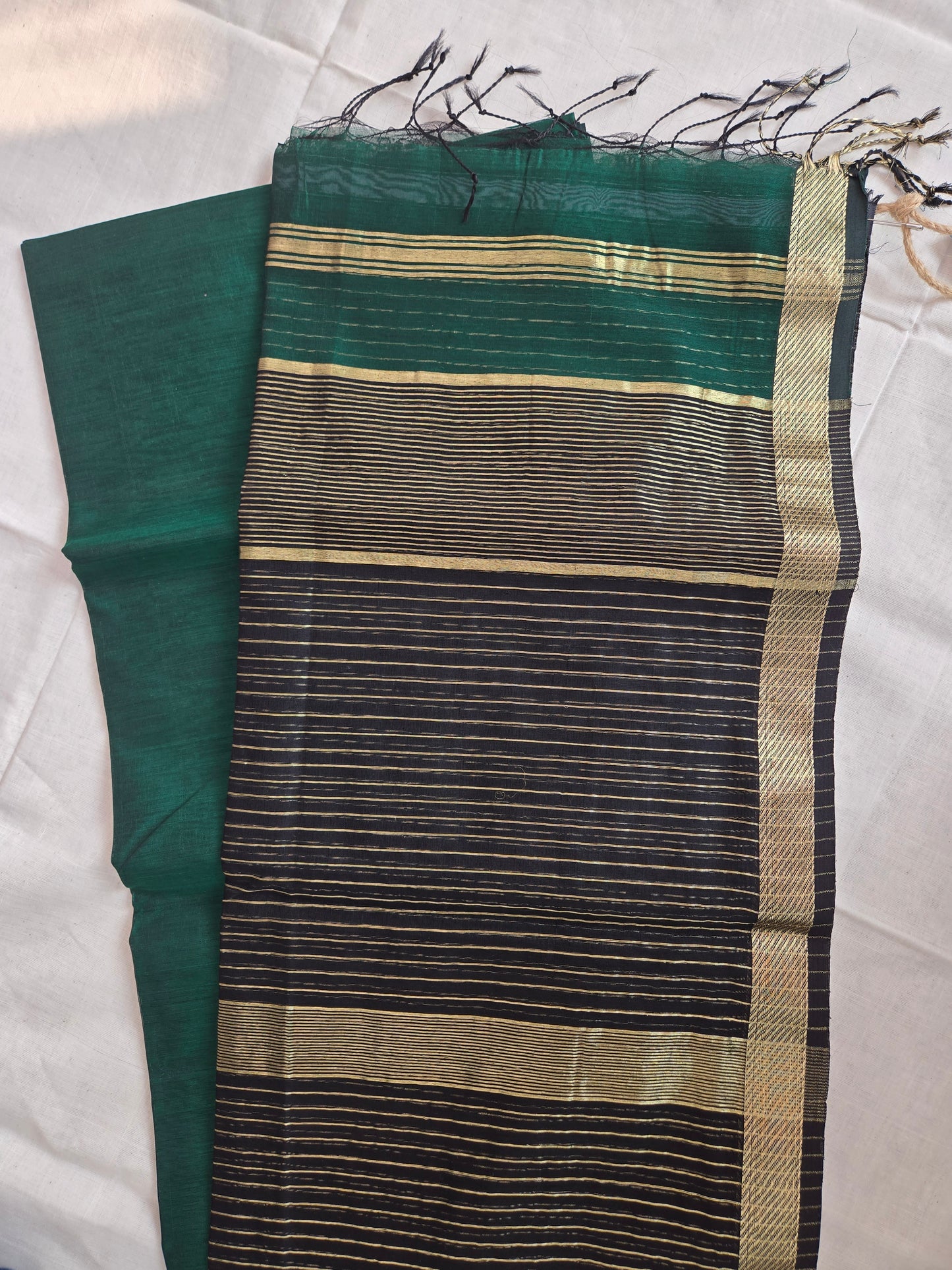 Green Maheshwari Silk Cotton Saree