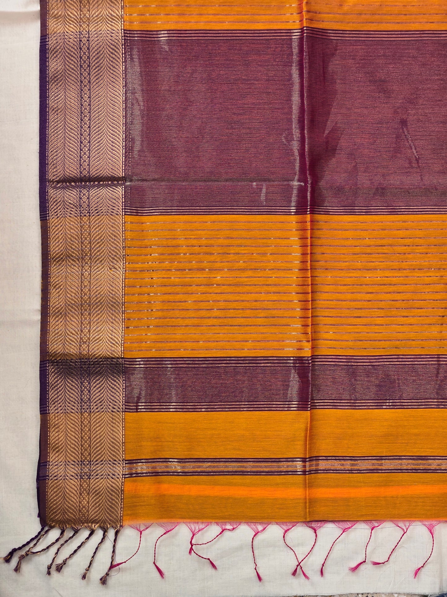 Orange Purple Silk Cotton Saree