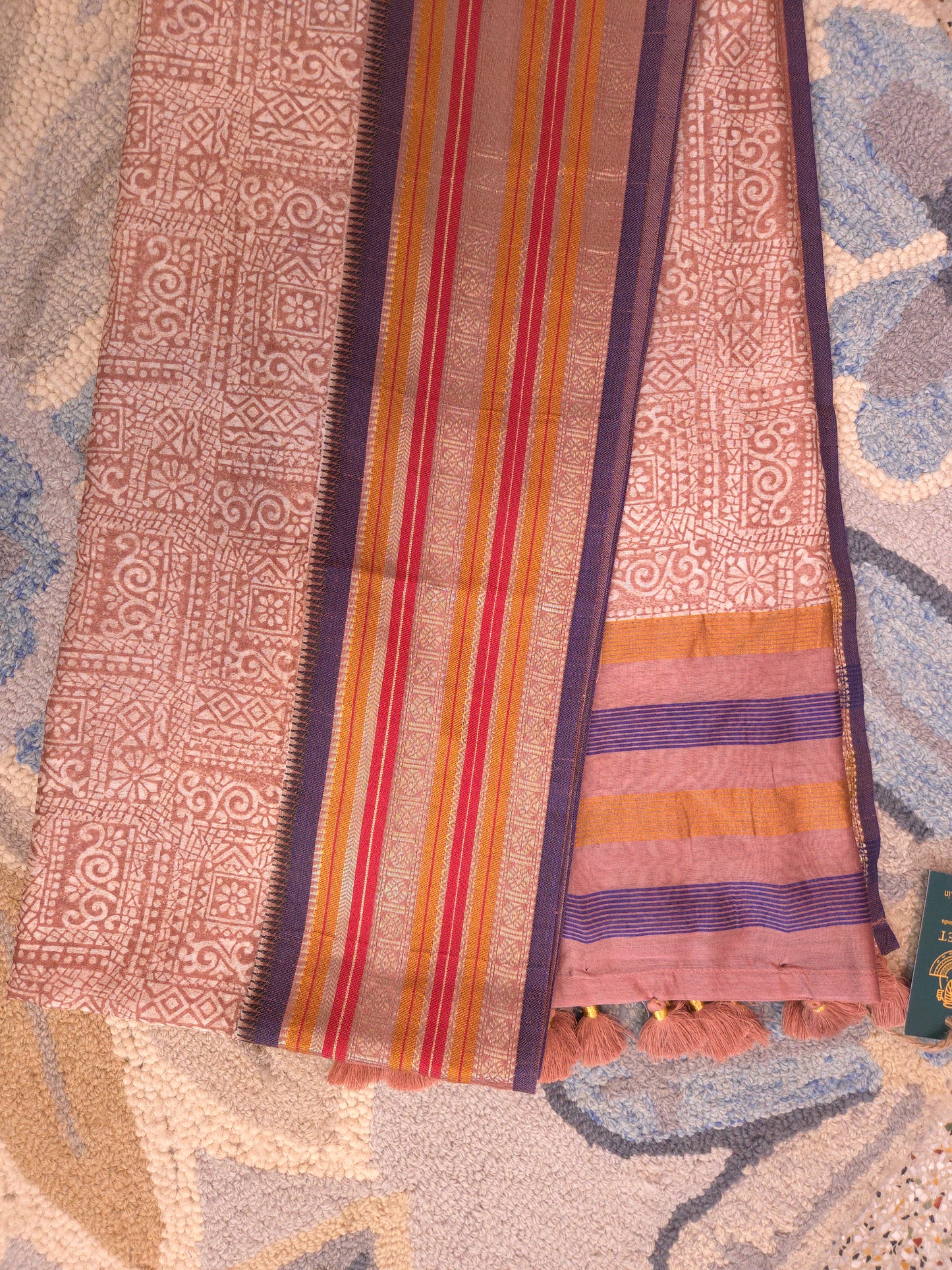 Cinnamon Printed Silk Cotton Saree 2