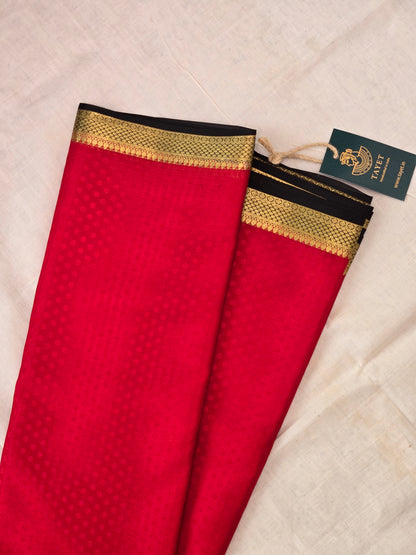 Red Black Mysore Crepe Silk Saree