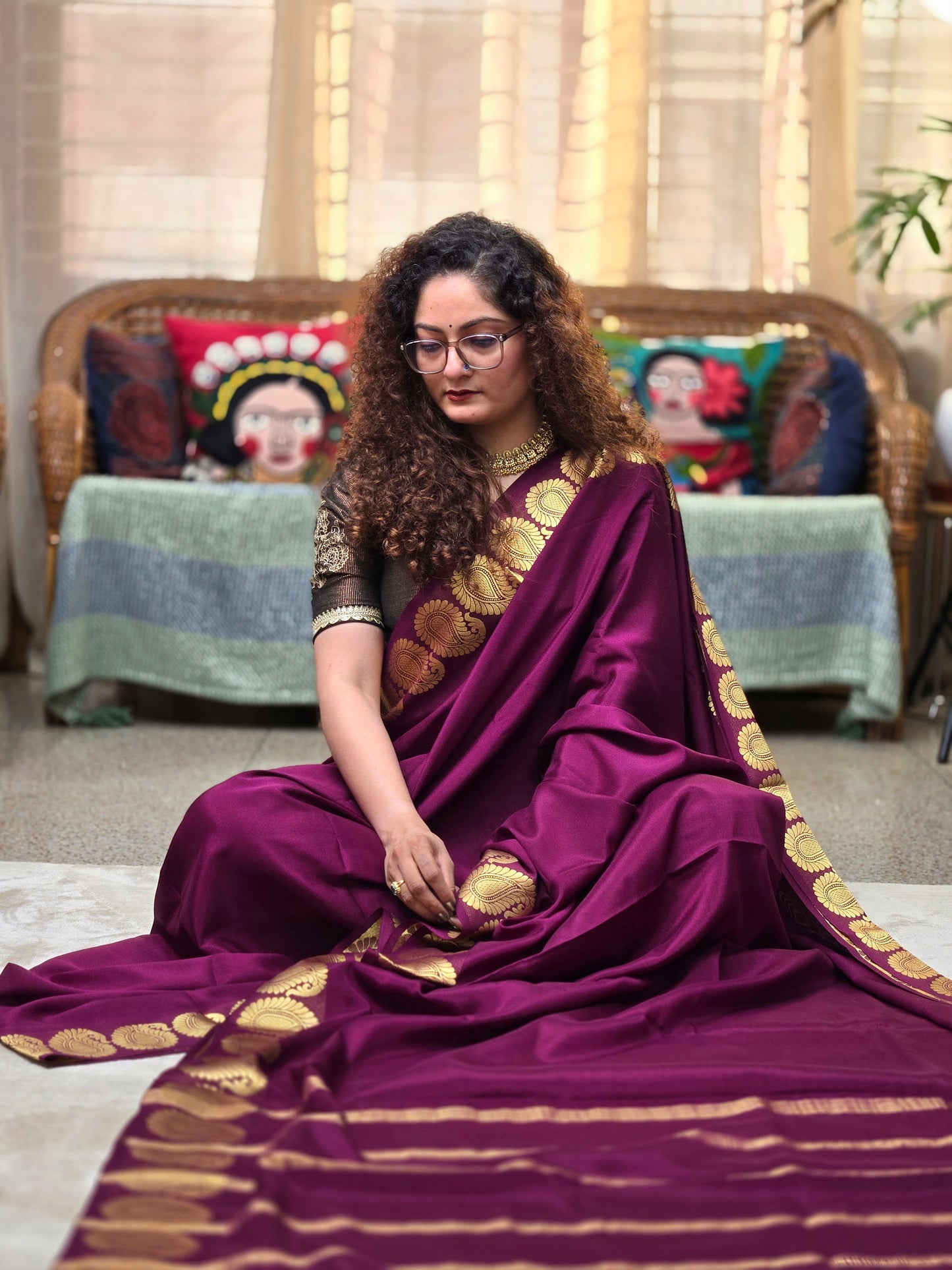 Rich Maroon Mysore Crepe Silk Saree