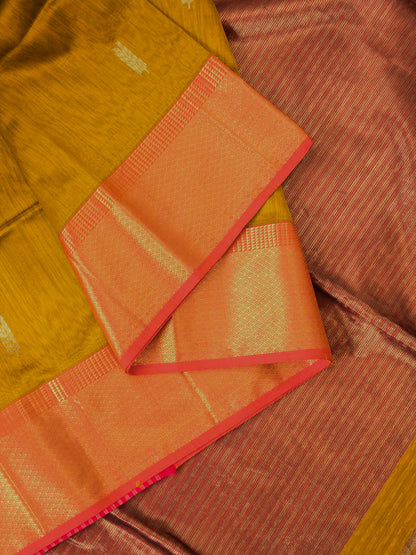 Yellow Maheshwari Silk Cotton Saree