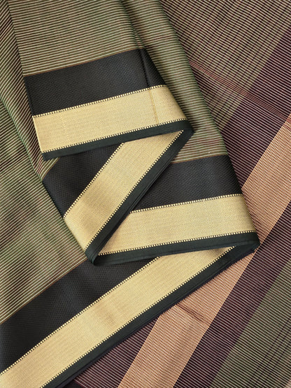 Green Black Maheshwari Silk Cotton Saree