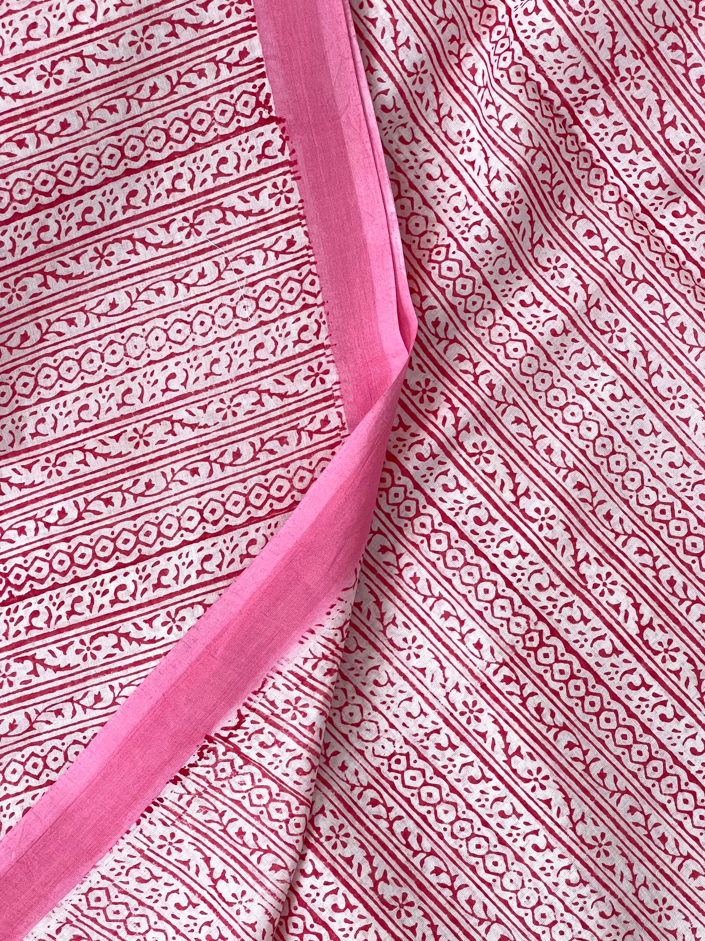 Pink Printed Cotton Saree