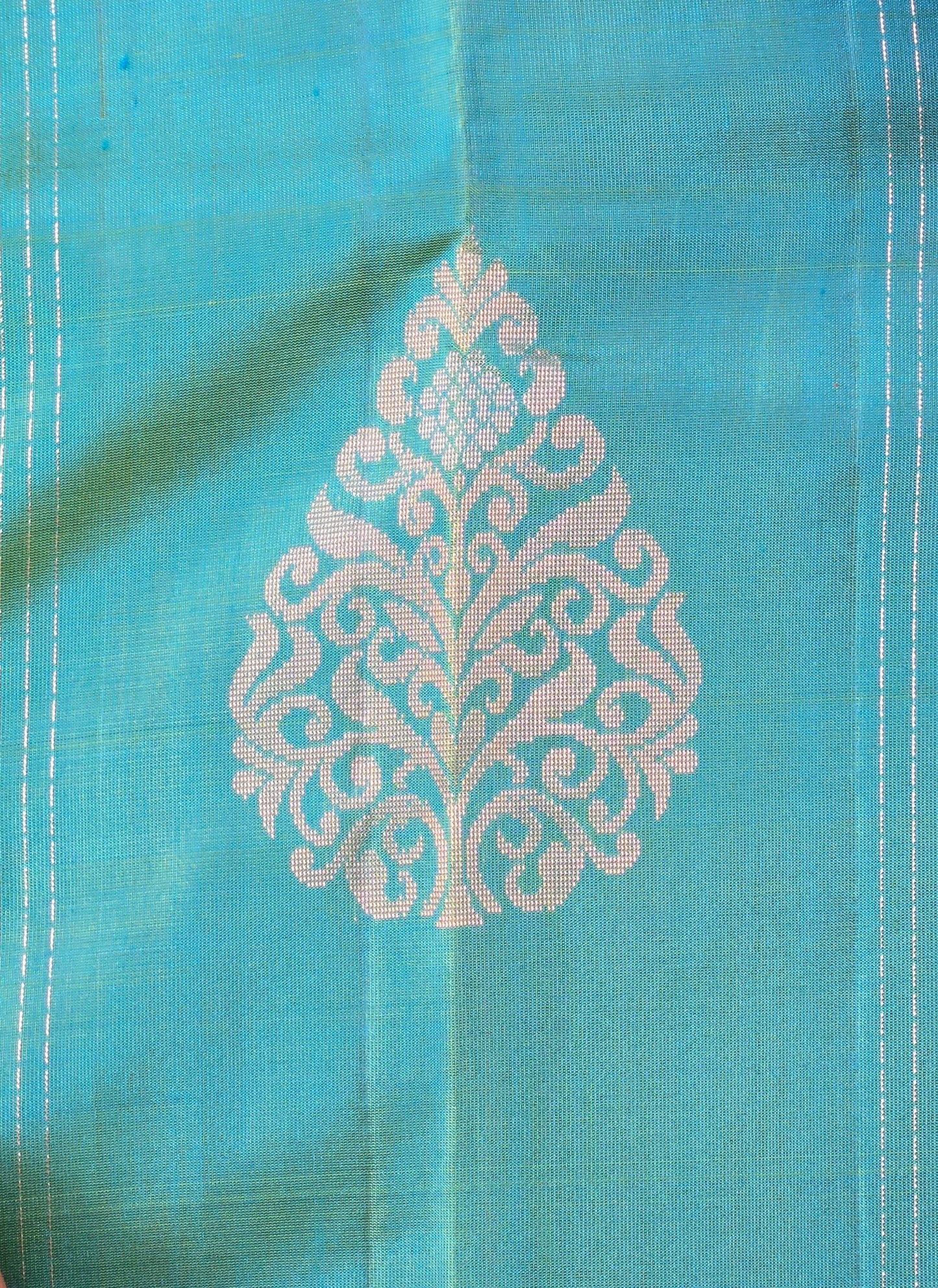 Aqua Blue Pure Soft Silk Saree