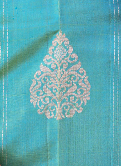 Aqua Blue Pure Soft Silk Saree