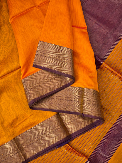 Orange Purple Silk Cotton Saree